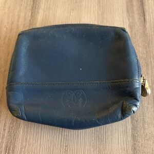 Guerlain Blue Leather makeup compact Jewelry Toiletry Tampon Pad Travel pouch